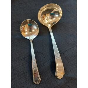 Rogers Bros 2 pc Ladle Set Flatware Ancestral Pattern (Silverplate, 1924)